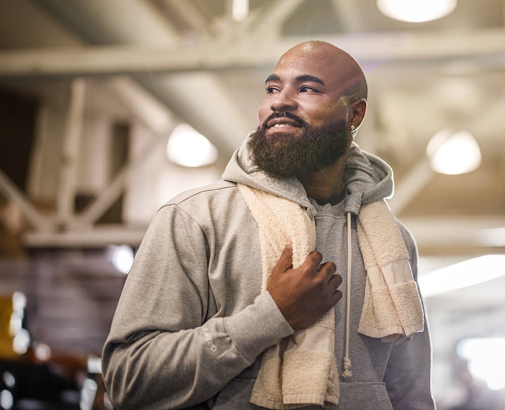 Man is feeling confident in the fitness center