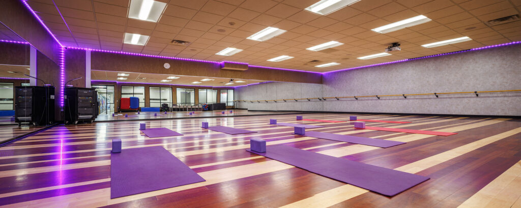 Lotus Studio at WAC Lake Country with yoga mats pilates barre