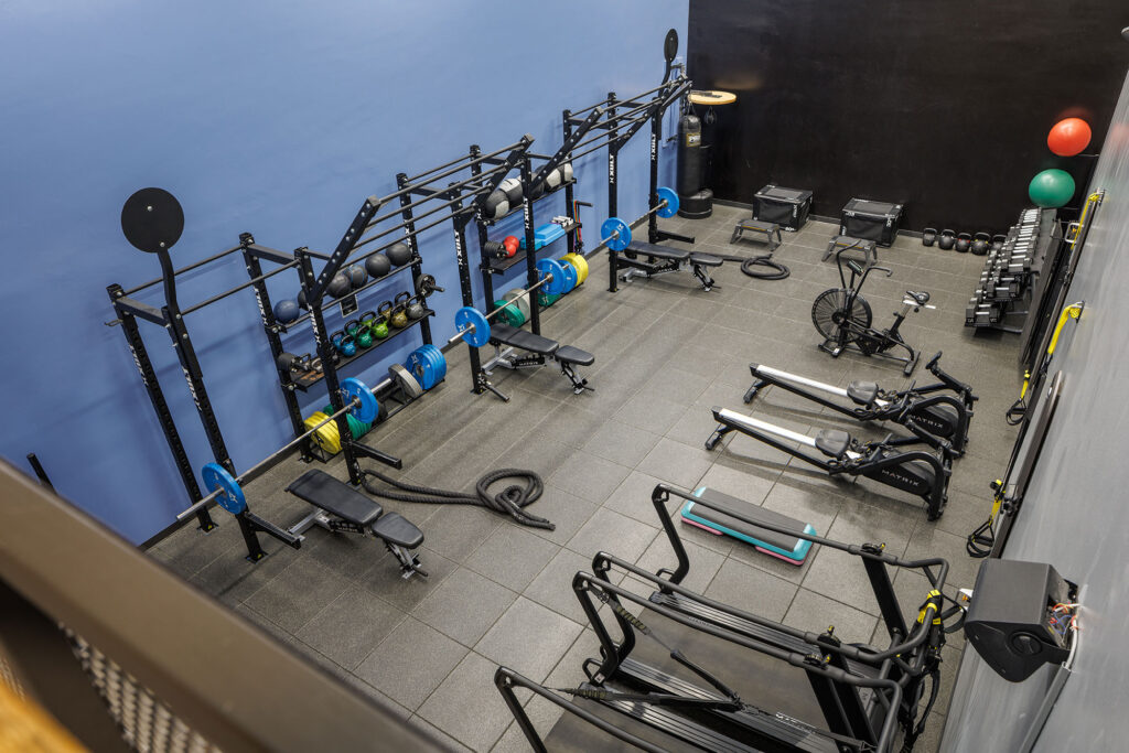 Lifting studio with weight training equipment, rowers, treadmills, kettlebells at WAC Lake Country