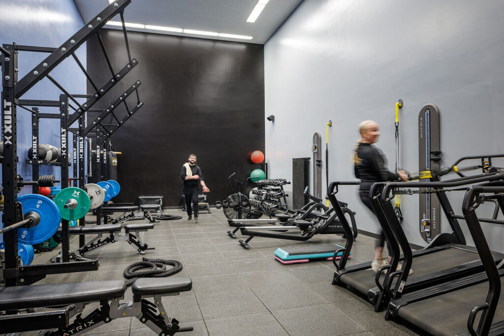 Lifting studio with weight training equipment, rowers, treadmills, kettlebells at WAC Lake Country