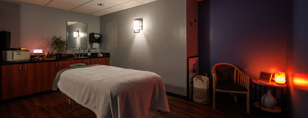 Massage room at the WAC Lake Country, hot stone, massage therapy, relaxing