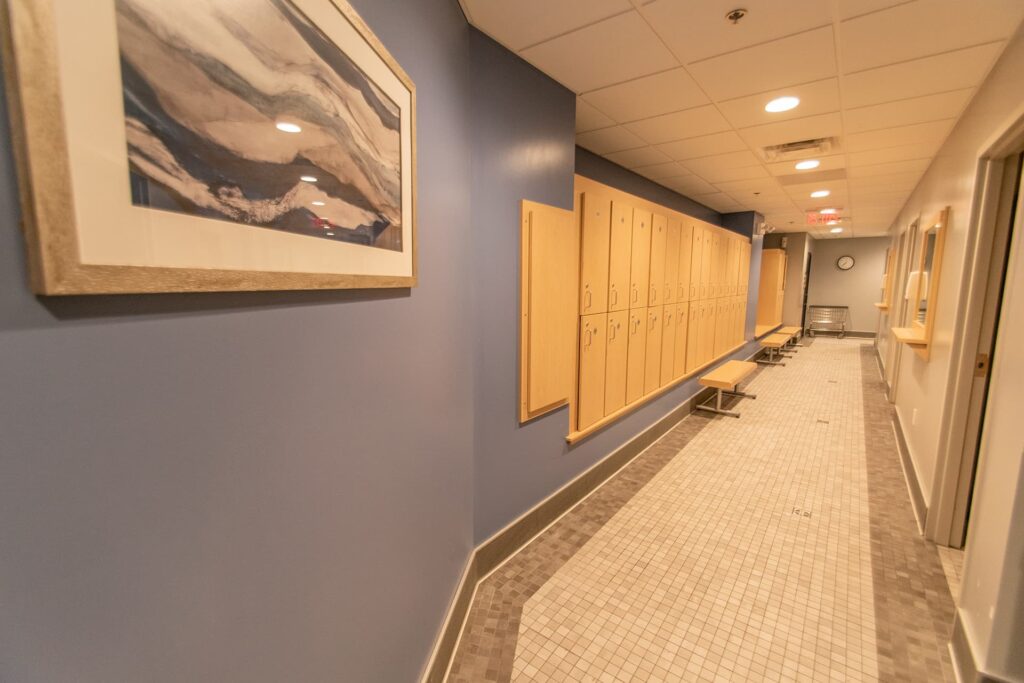 Poolside locker room