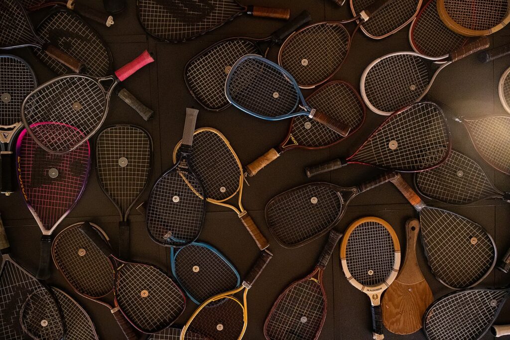 Racquetball racquet ceiling